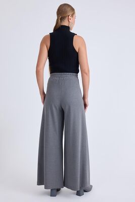 İki Düğme Beli Lastikli Pileli Pantolon - Thumbnail (5)