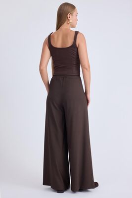 İki Düğme Beli Lastikli Pileli Pantolon - Thumbnail (14)