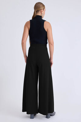 İki Düğme Beli Lastikli Pileli Pantolon - Thumbnail (18)