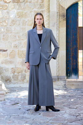 VİTRİN - İki Düğme Beli Lastikli Pileli Pantolon