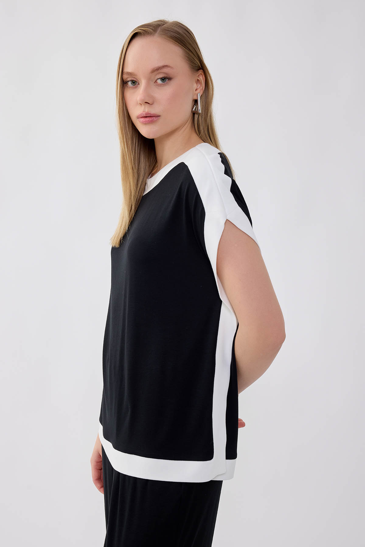 İki Renk Salaş Bluz - Thumbnail