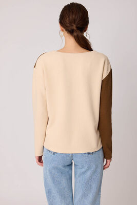 İki Renk V Yaka Triko Bluz - 9