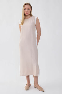 İki Renk Yanları Yırtmaçlı Elbise (1)