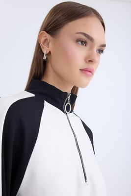 VİTRİN - İki Renk Yarım Fermuarlı Uzun Kol Sweat (1)
