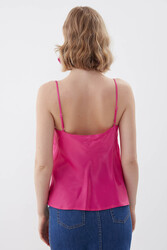 İp Askılı Degaje Yaka Saten Bluz - 5