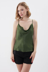 İp Askılı Degaje Yaka Saten Bluz - 7