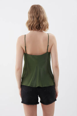 İp Askılı Degaje Yaka Saten Bluz - 10