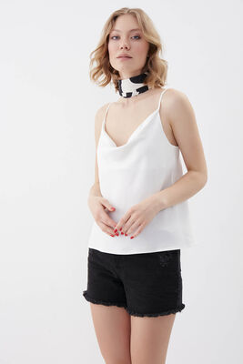 İp Askılı Degaje Yaka Saten Bluz - 13