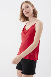 İp Askılı Degaje Yaka Saten Bluz - 18