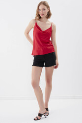 İp Askılı Degaje Yaka Saten Bluz - 19