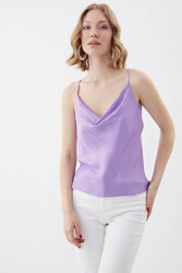 İp Askılı Degaje Yaka Saten Bluz - 21