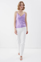 İp Askılı Degaje Yaka Saten Bluz - 24