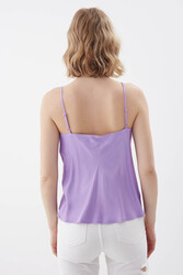 İp Askılı Degaje Yaka Saten Bluz - 25