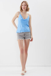 İp Askılı Degaje Yaka Saten Bluz - 27