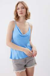 İp Askılı Degaje Yaka Saten Bluz - 28