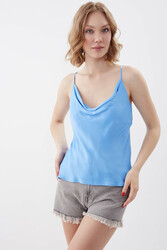 İp Askılı Degaje Yaka Saten Bluz - 26