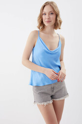 İp Askılı Degaje Yaka Saten Bluz - 31