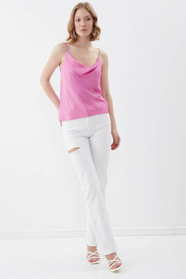 İp Askılı Degaje Yaka Saten Bluz - 38