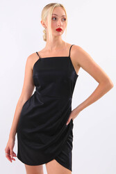 İp Askılı Parlak Saten Elbise - 3