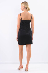 İp Askılı Parlak Saten Elbise - 5