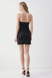 İp Askılı Pul Payet Detaylı Mini Elbise - 6