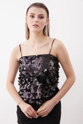 VİTRİN - İp Askılı Pullu Bluz