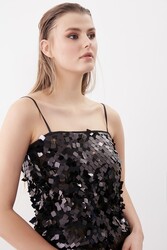 İp Askılı Pullu Bluz - 5