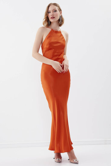 İp Askılı Saten Elbise - 35