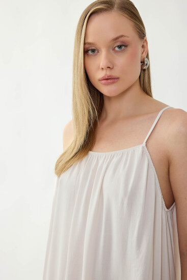 İp Askılı Uzun Elbise - 11