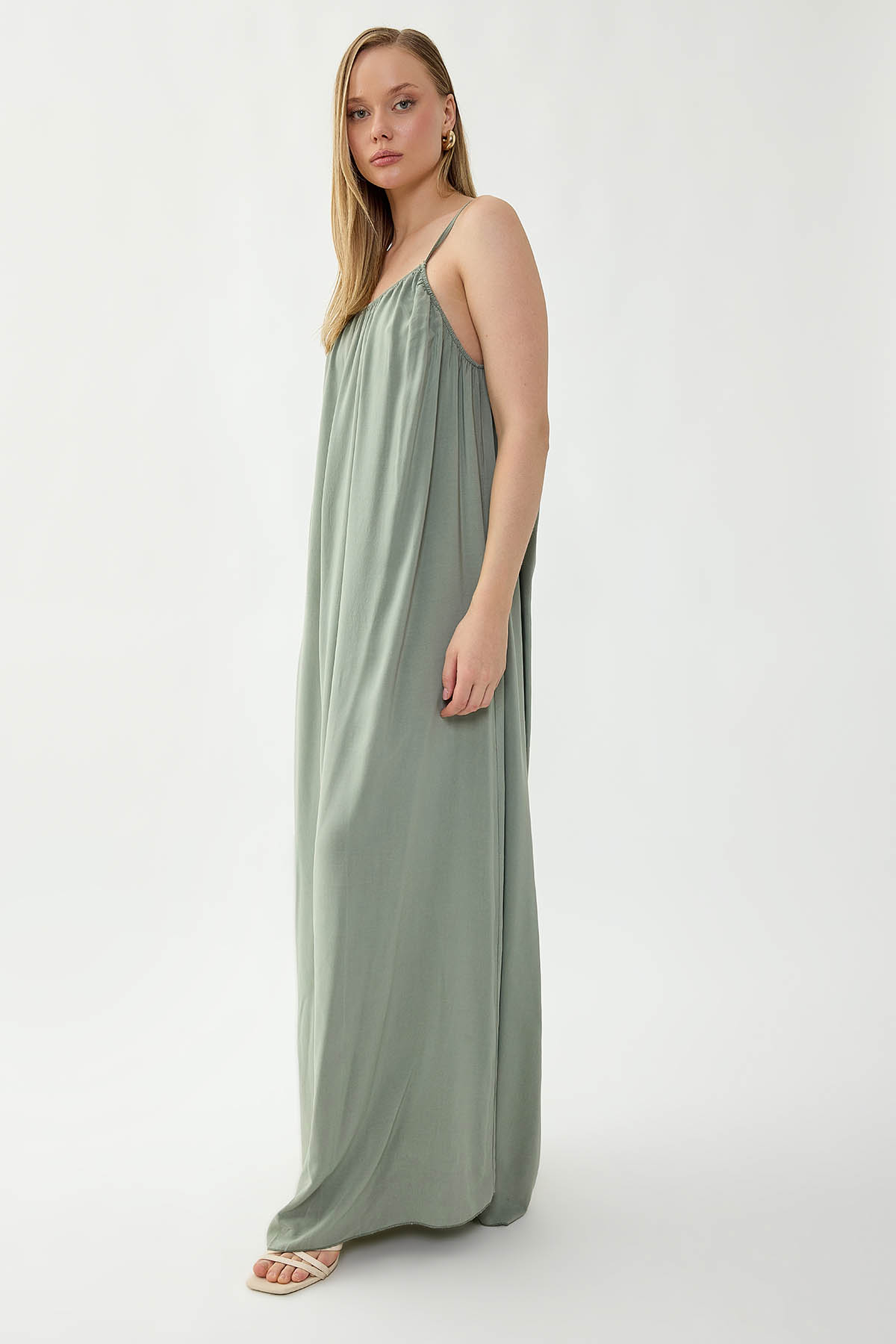 İp Askılı Uzun Elbise - Thumbnail