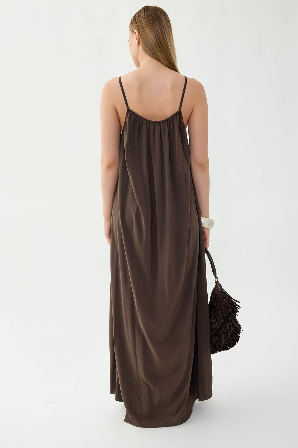 İp Askılı Uzun Elbise - Thumbnail