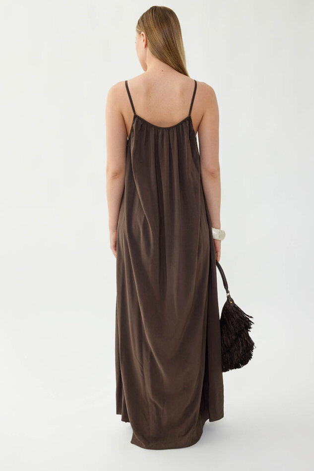 İp Askılı Uzun Elbise - 9