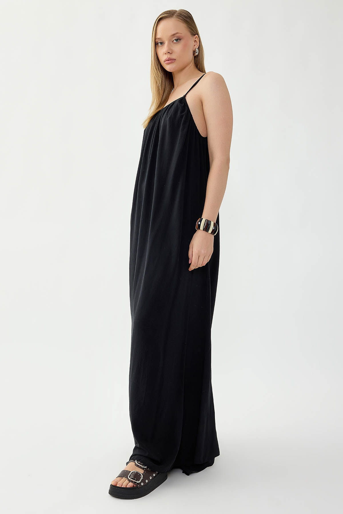 İp Askılı Uzun Elbise - Thumbnail