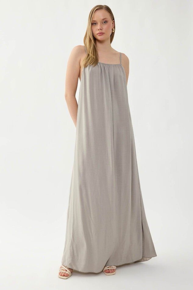 İp Askılı Uzun Elbise - 33