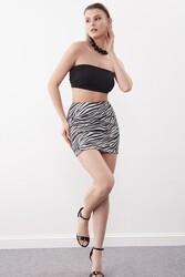 Işıltılı Simli Mini Etek - 4