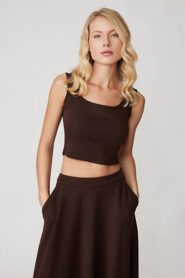 Kalın Askılı Crop Bluz - Thumbnail (4)