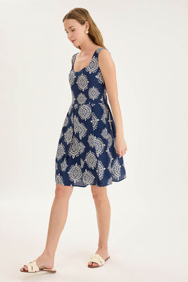 Kalın Askılı Desenli Pileli Mini Elbise - 18