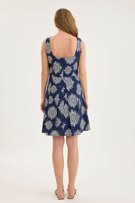 Kalın Askılı Desenli Pileli Mini Elbise - 19