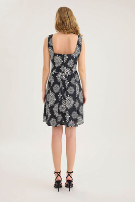 Kalın Askılı Desenli Pileli Mini Elbise - 12