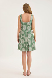 Kalın Askılı Desenli Pileli Mini Elbise - 26