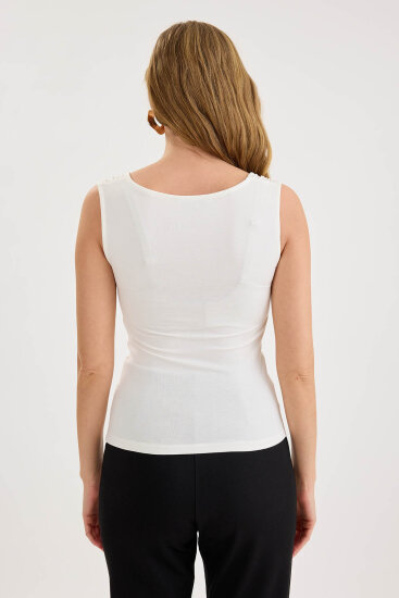 Kalın Askılı Önü Büzgülü Bluz - 5