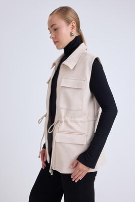 Kapak Cepli Beli Bağcıklı Süet Ceket - Thumbnail (8)