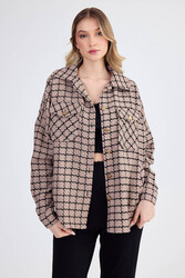 Kapak Cepli Desenli Oversize Gömlek - 8