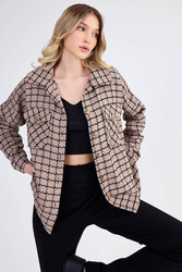 Kapak Cepli Desenli Oversize Gömlek - 10