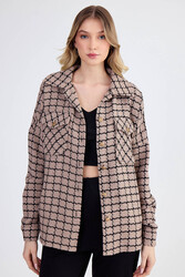 Kapak Cepli Desenli Oversize Gömlek - 11