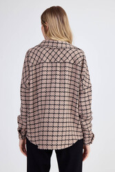 Kapak Cepli Desenli Oversize Gömlek - 12