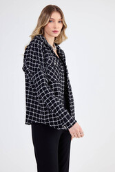 Kapak Cepli Desenli Oversize Gömlek - 3