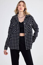 Kapak Cepli Desenli Oversize Gömlek - 1