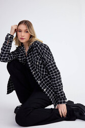 Kapak Cepli Desenli Oversize Gömlek - 4