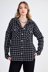 Kapak Cepli Desenli Oversize Gömlek - 6